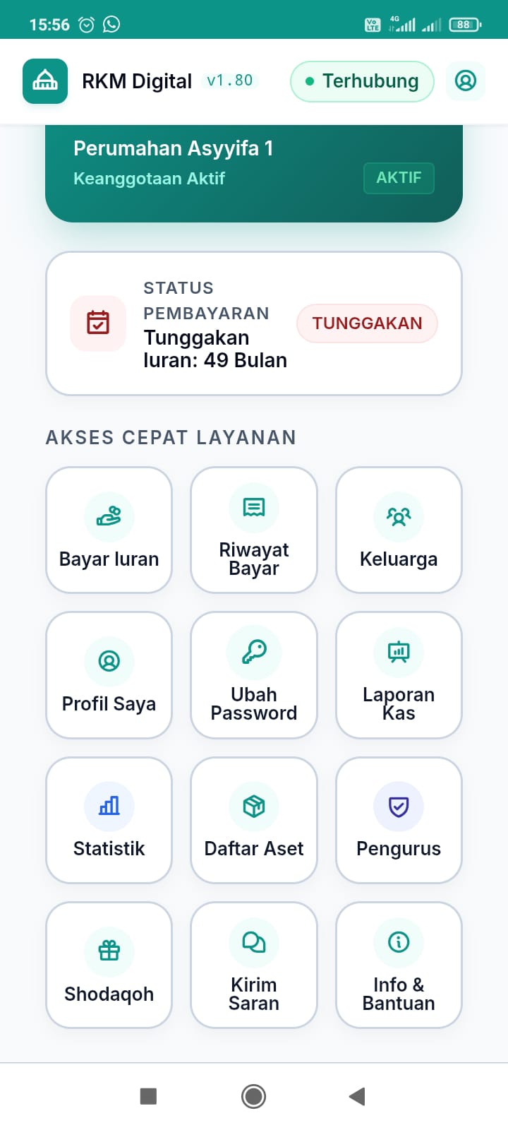 Menu Warga di Smartphone